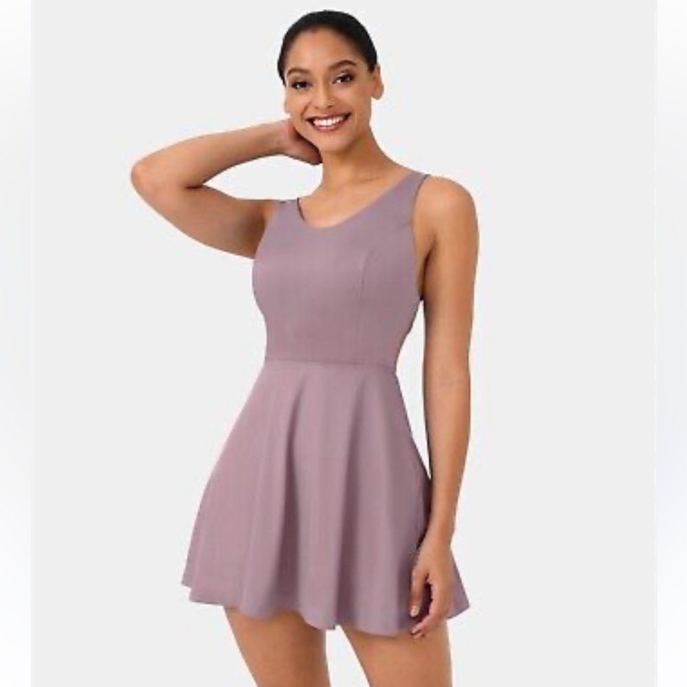 HALARA Mauve Sleeveless Skater Mini Dress